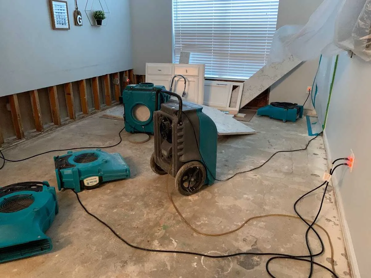 Dehumidifier in flood-cut room for Water Damage Restoration in Mechanicsburg